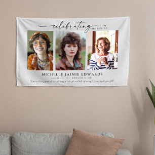 Viering van het leven   Memorial Funeral Photo Spandoek