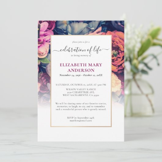 Viering van het leven Memorial Moody Floral Kaart (Staand voorkant)