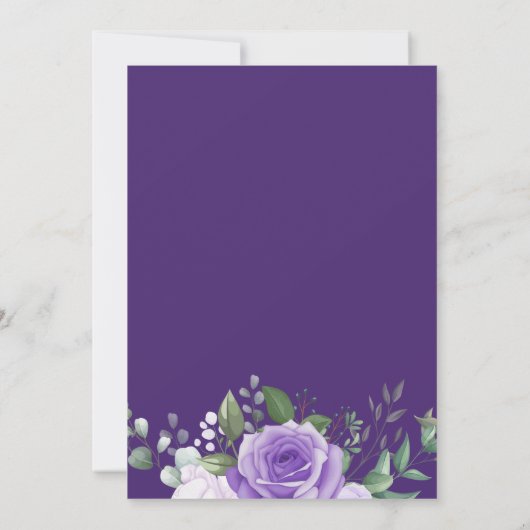 Viering van het leven Memorial Paarse Bloemen Kaart (Achterkant)