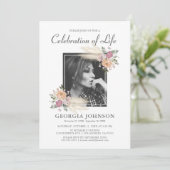 Viering van het leven | Memorial Photo Invitation Kaart (Staand voorkant)