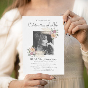 Viering van het leven   Memorial Photo Invitation Kaart