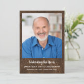 Viering van het Leven Memorial Photo Leather Funer Programmakaart (Staand voorkant)