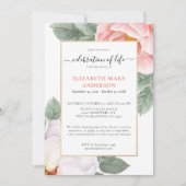 Viering van het leven Memorial Pink Botanical Kaart (Voorkant)