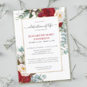 Viering van het leven Memorial Rood Wit Bloemen Kaart