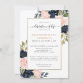 Viering van het Leven Memorial Roze Marine Blauw G Kaart (Voorkant)