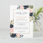 Viering van het Leven Memorial Roze Marine Blauw G Kaart (Staand voorkant)