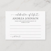 Viering van het leven Memorial Share a Memory Kaar Informatiekaartje (Voorkant)