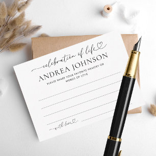 Viering van het leven Memorial Share a Memory Kaar Informatiekaartje