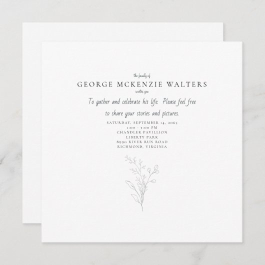 Viering van het leven met de hand getekend geblade kaart (Voorkant / Achterkant)