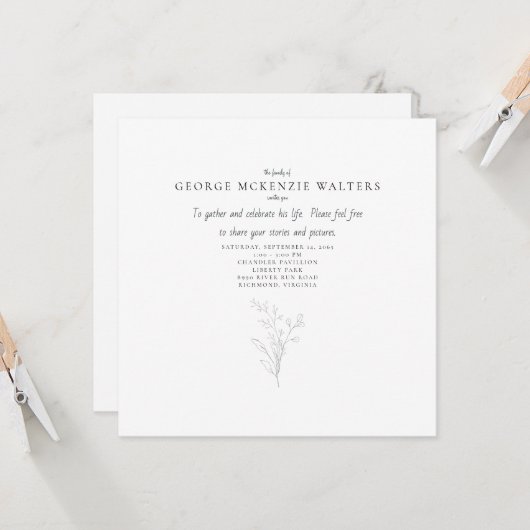 Viering van het leven met de hand getekend geblade kaart (Voorkant / Achterkant in situ)