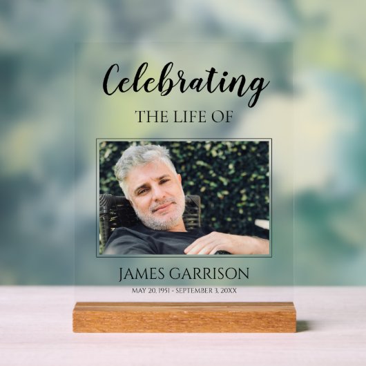 Viering van het leven met een fotomonument acryl bord (Neutraal)