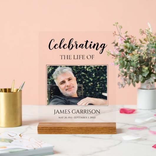 Viering van het leven met een fotomonument acryl bord (Huwelijk)