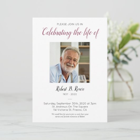 Viering van het leven met Foto Burgundy Flowers Kaart (Staand voorkant)