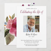 Viering van het leven met Foto Burgundy Flowers Kaart (Voorkant / Achterkant)