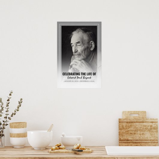 Viering Van Het Leven Met Foto Uitvaartceremonie Poster (Keuken)