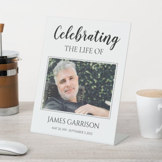 Viering van het leven met fotogedenkteken reclamebord met voetstuk (Insitu)