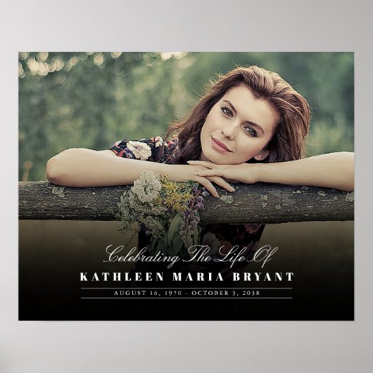 Viering van het leven met horizontale foto-rouwkaa poster (Voorkant)