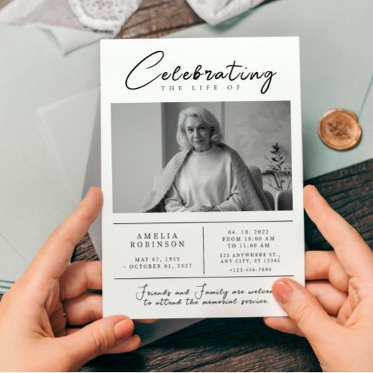 Viering van het leven minimalistische begrafenis a kaart