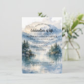 Viering van het Leven Misty Mountain Lake Uitvaart Kaart (Staand voorkant)