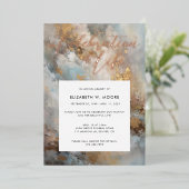Viering van het Leven Modern Abstracte Rouwkaart G Folie Uitnodiging (Staand Voorkant)