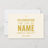 Viering van het leven Modern Ecru & Gold Memorial Bedankkaart (Achterkant)