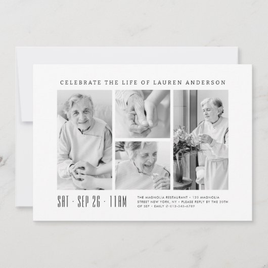 Viering van het Leven Modern Eenvoudig 4 Fotocolla Kaart (Voorkant)