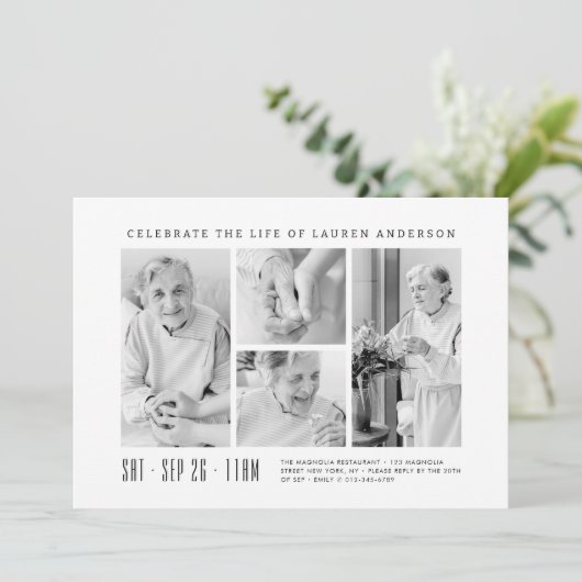 Viering van het Leven Modern Eenvoudig 4 Fotocolla Kaart (Staand voorkant)