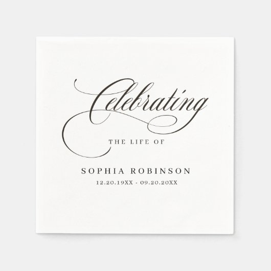 Viering van het leven Modern Elegant Script Funera Servet (Voorkant)
