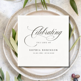 Viering van het leven Modern Elegant Script Funera Servet