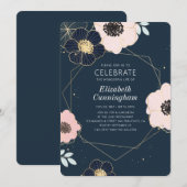 Viering van het leven Modern Emboss Bloemen Geomet Kaart (Voorkant / Achterkant)