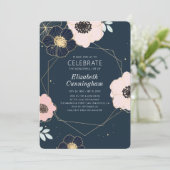 Viering van het leven Modern Emboss Bloemen Geomet Kaart (Staand voorkant)