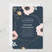 Viering van het leven Modern Emboss Bloemen Geomet Kaart (Voorkant)