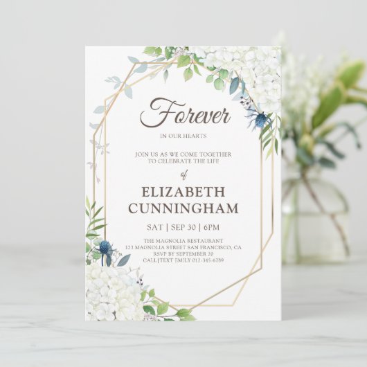 Viering van het leven Modern Floral Geometric Wood Kaart (Staand voorkant)