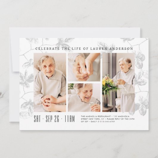 Viering van het leven Modern gebladerte 4 Fotoroos Kaart (Voorkant)