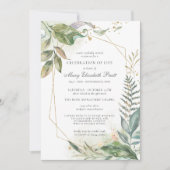 Viering van het leven Modern Green Gold Botanical Kaart (Voorkant)