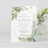 Viering van het leven Modern Green Gold Botanical Kaart (Staand voorkant)