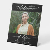 Viering van het Leven Modern Script Foto Uitvaart Reclamebord Met Voetstuk (Voorkant)