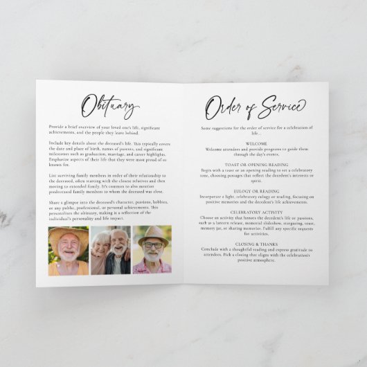 Viering van het leven Moderne 8-foto Collage Elega Programma (Binnen)