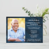 Viering van het leven moderne begrafenisblauwe mar kaart (Staand voorkant)