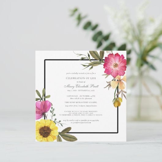 Viering van het leven Moderne boho - roze geel Kaart (Staand voorkant)