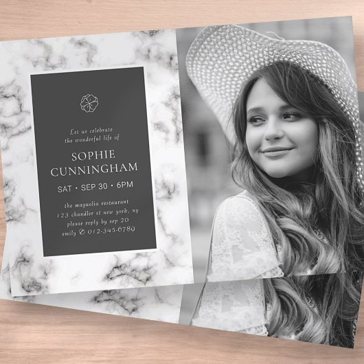 Viering van het Leven Moderne Elegante Marmeren Fo Kaart