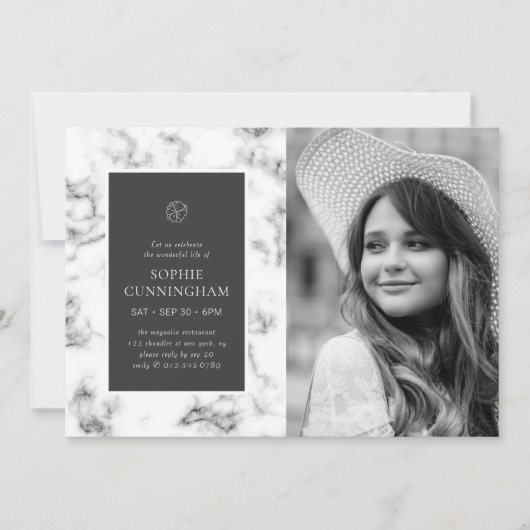 Viering van het Leven Moderne Elegante Marmeren Fo Kaart (Voorkant)