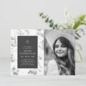 Viering van het Leven Moderne Elegante Marmeren Fo Kaart (Staand voorkant)