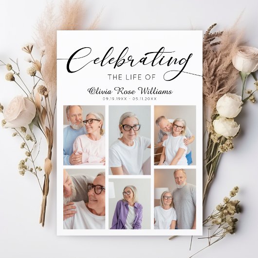 Viering van het leven Moderne foto begrafenismonum Programmakaart