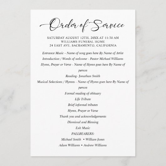 Viering van het leven Moderne foto begrafenismonum Programmakaart (Achterkant)