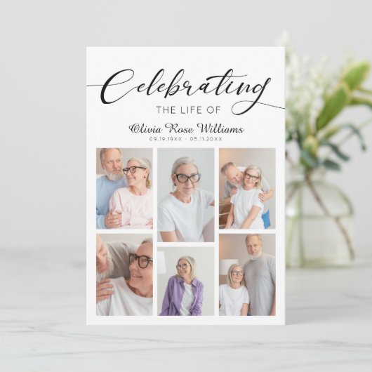 Viering van het leven Moderne foto begrafenismonum Programmakaart (Staand voorkant)