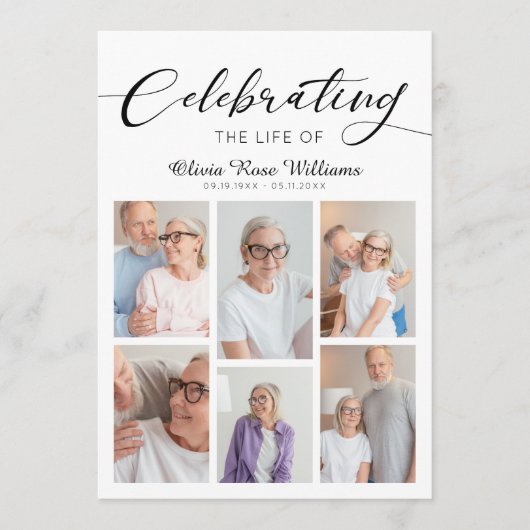 Viering van het leven Moderne foto begrafenismonum Programmakaart (Voorkant)