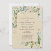 Viering van het leven moderne groene gouden botani kaart (Voorkant)