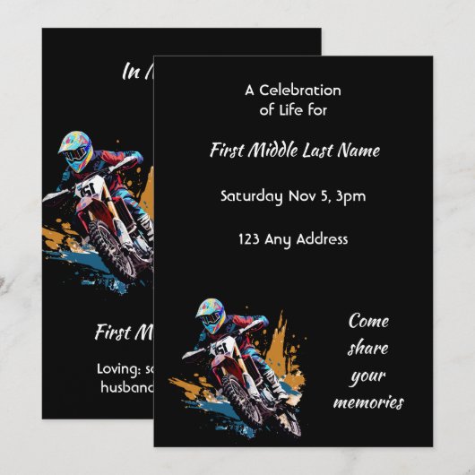 Viering van het Leven Motocross Motorrace Kaart (Voorkant / Achterkant)