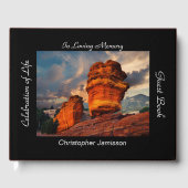 Viering van het leven, naam, gebalanceerde rock gastenboek (Voorkant)